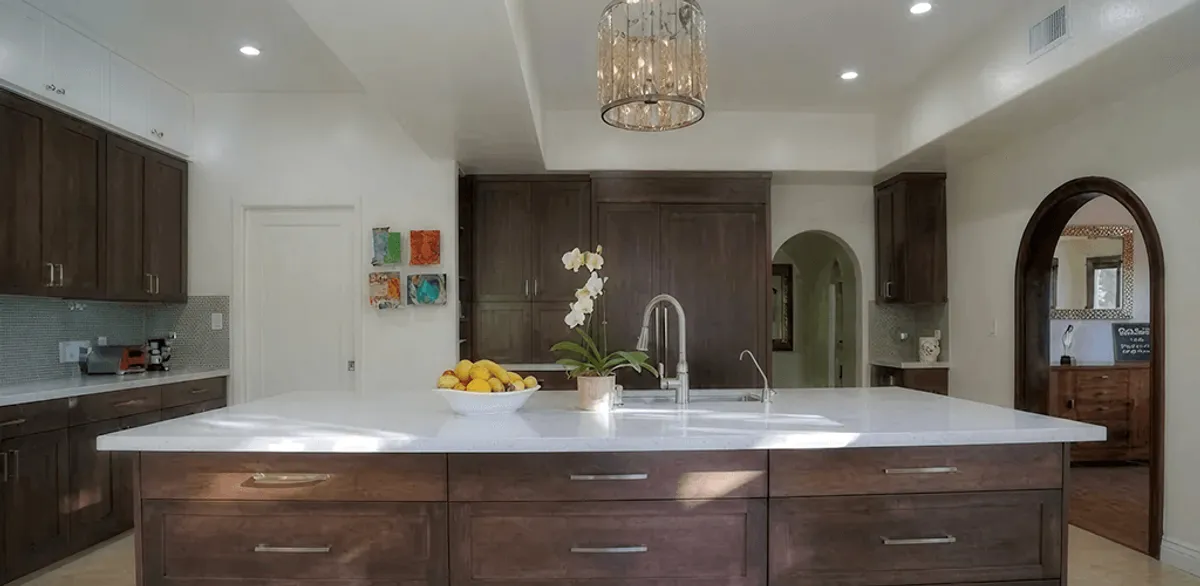 Cabinet refacing project with updated kitchen cabinets and island in Staten Island, NY